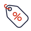 Ikona metki z symbolem procentu w środku, reprezentująca zniżki dla pracowników.