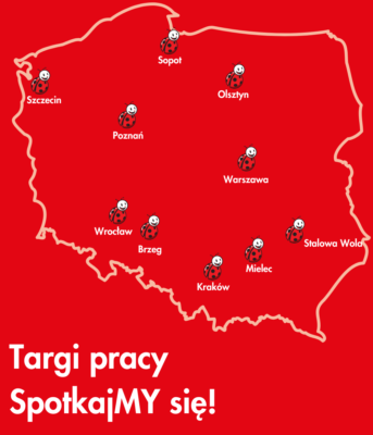 Let's meet at job fairs in: Szczecin, Sopot, Olsztyn, Poznań, Brzeg, Wrocław, Warsaw, Kraków, Mielec and Stalowa Wola.